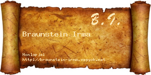 Braunstein Irma névjegykártya
